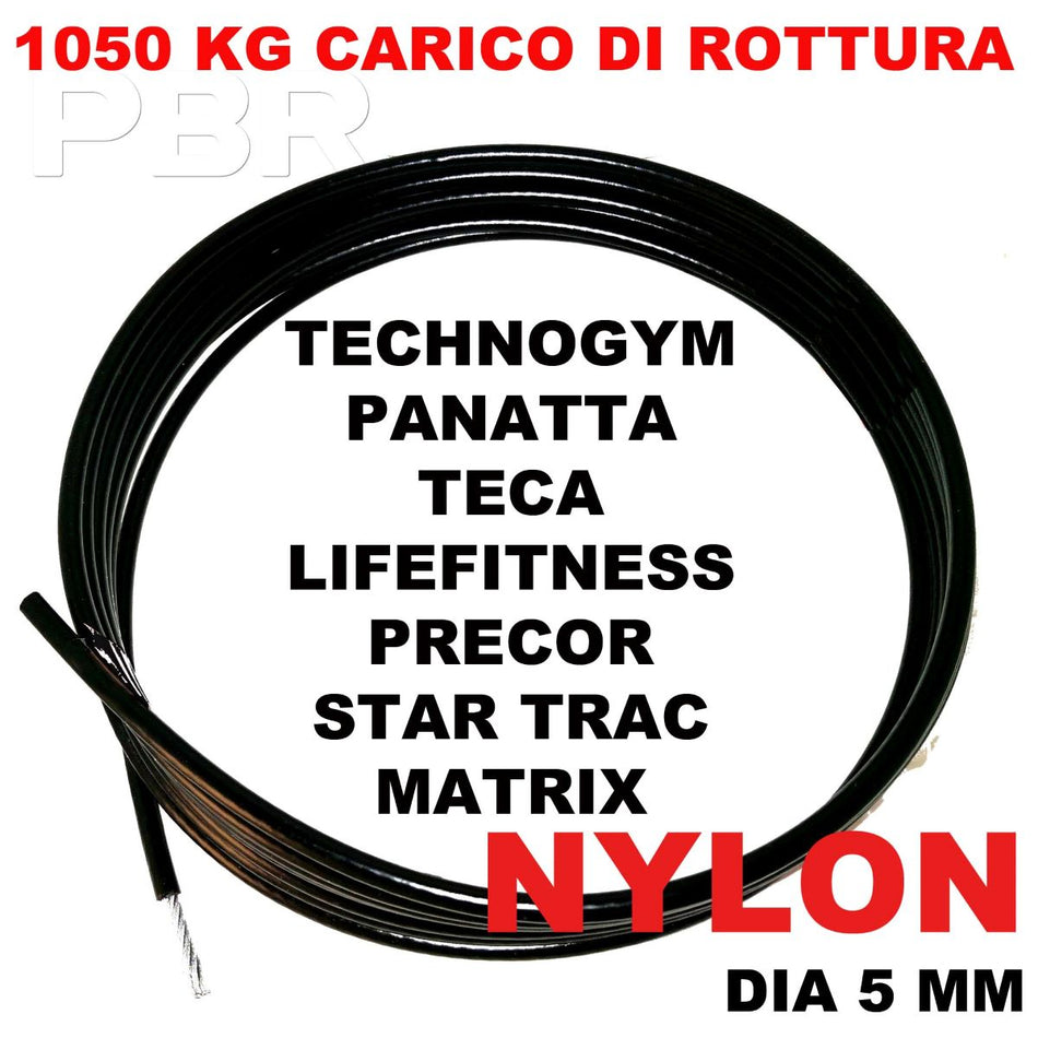 CAVO FUNE 5 MM PALESTRA BODY BUILDING IN ACCIAIO RICOPERTO PU STEEL ROPE CABLE GYM
