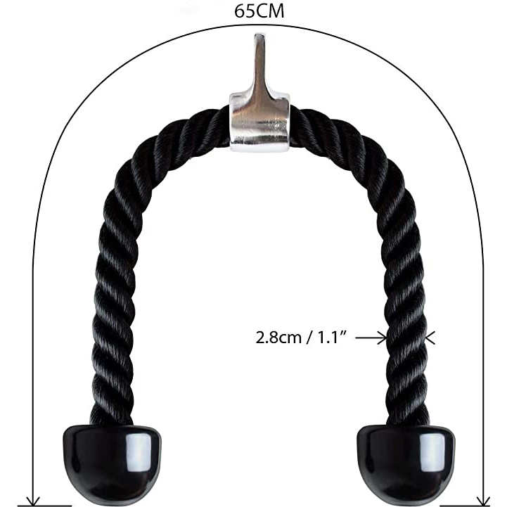 CORDA DOPPIA PER TRICIPITI BICIPITI DORSALI CON MOSCHETTONE CORDA INTRECCIATA NYLON ADATTO PALESTRA CASA